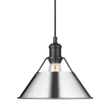 Golden 3306-M BLK-CH - Yep by Golden Lighting Orwell 1-light 10in Pendant in Matte Black and Chrome shade